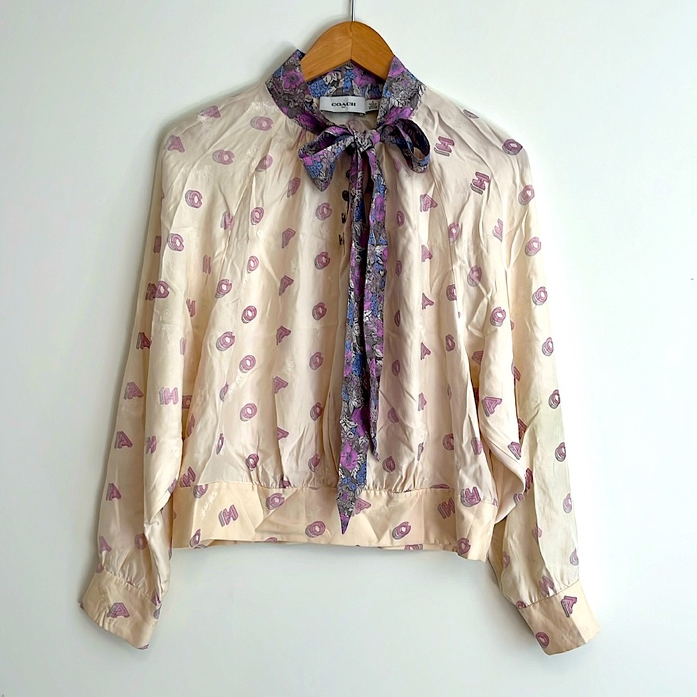 Coach Size 2 Silk Signature Blouse